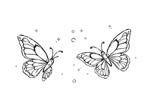 Simple outline of butterflies with lots of sparkles and bubbles tattoo idea