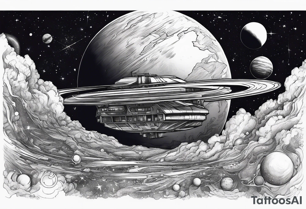 Space, city, planet. tattoo idea