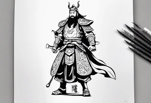 guan yu's quan dao on the back of the left forearm tattoo idea