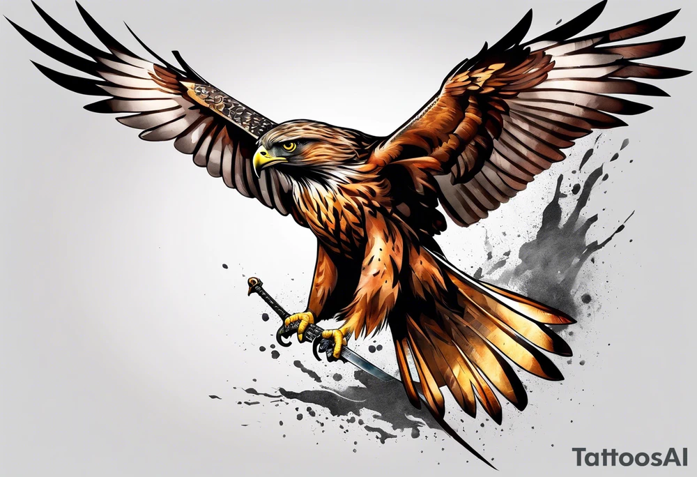 Hawk on sword tattoo idea