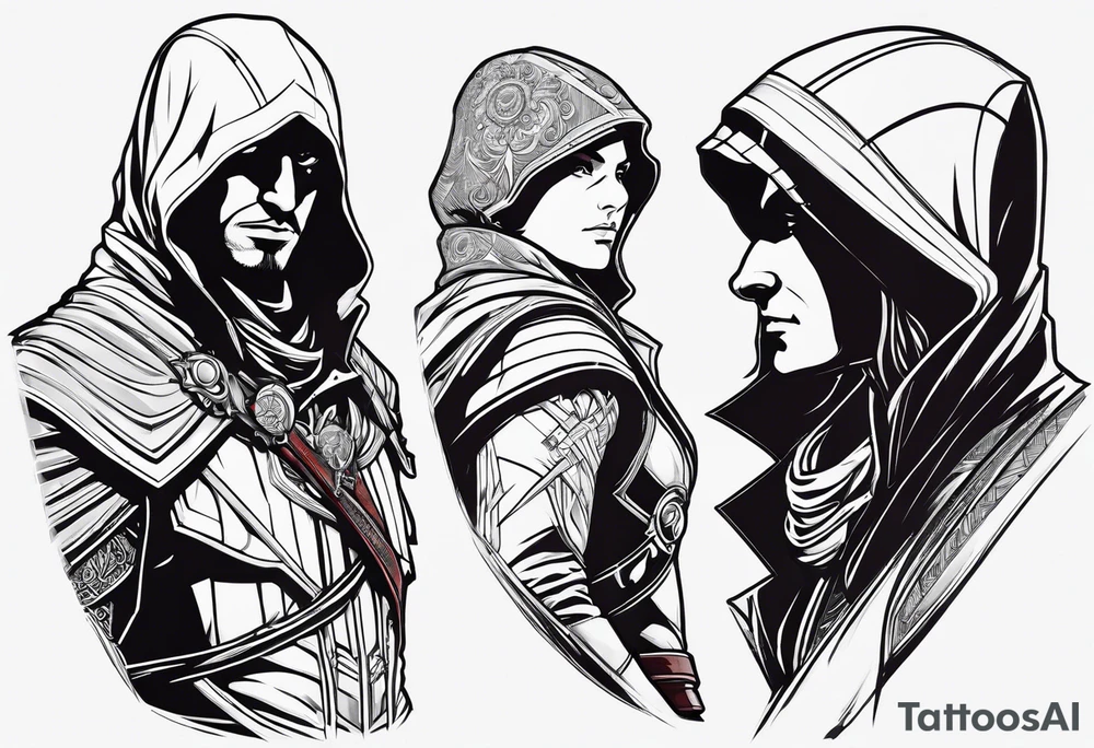 assassins creed character that is in the style of tron tattoo idea