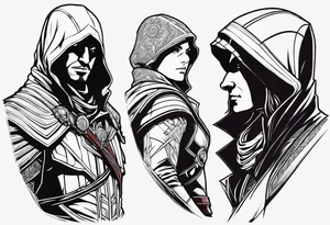 assassins creed character that is in the style of tron tattoo idea