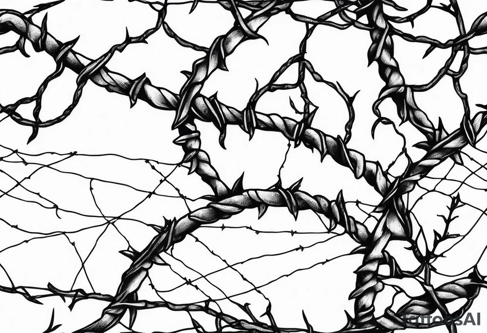 poison oak vines wrapped around barbed wire in a DNA pattern tattoo idea