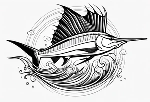 Sailfish, jumping out of the water geometric tattoo idea