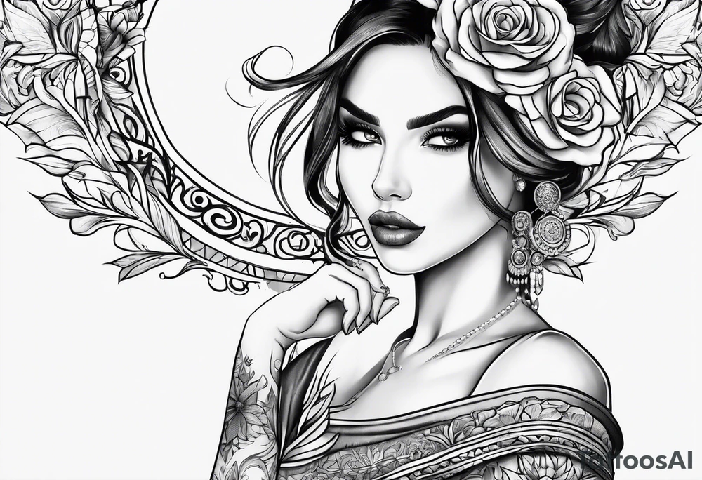 Women's thigh tattoo tattoo idea