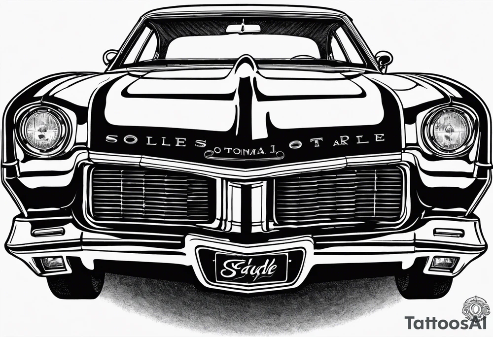 1970 442 Oldsmobile inside a circle tattoo idea