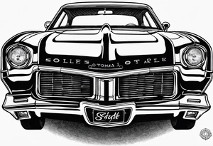 1970 442 Oldsmobile inside a circle tattoo idea