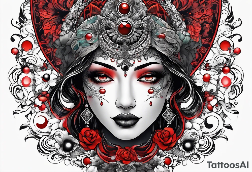 eclipse, vibrant colors (reds and blacks), end of world tattoo idea