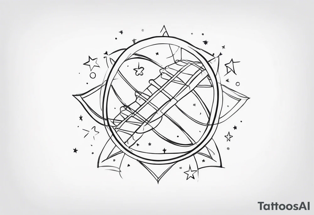 fine line tattoo of dna with stars around it tattoo idea