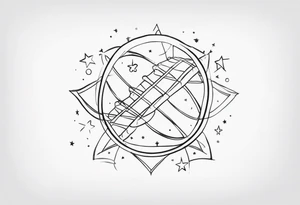 fine line tattoo of dna with stars around it tattoo idea