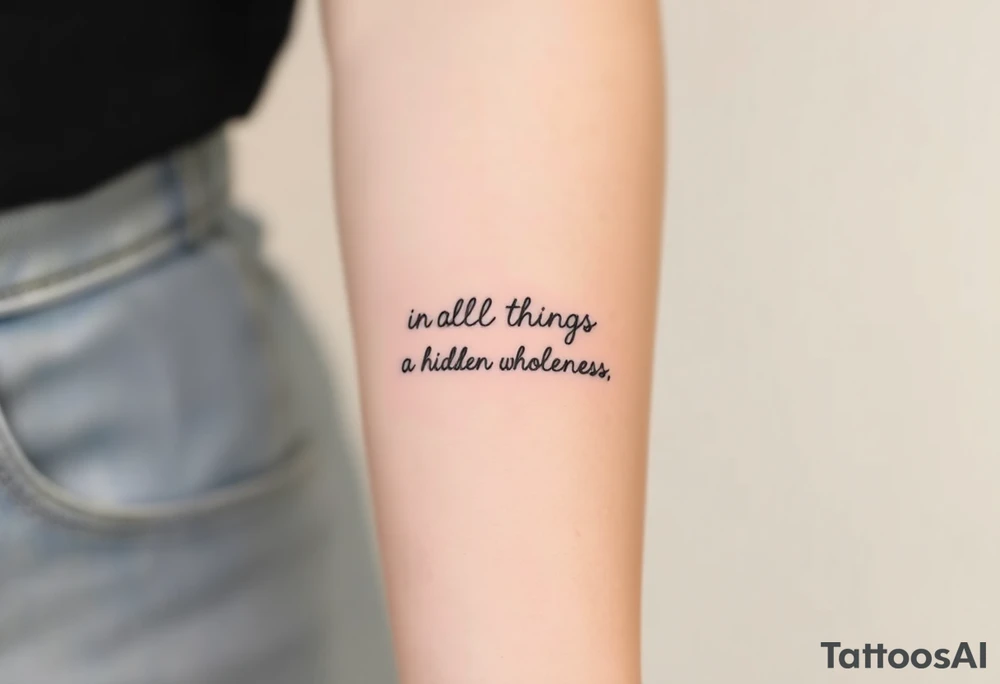 Picture tattoo symbolizing the phrase “in all things there is a hidden wholeness” tattoo idea