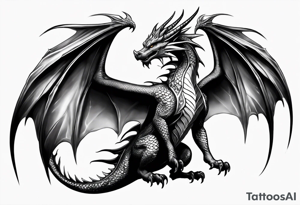 Beautiful female dragon with wings spread tattoo idea Beautiful female dragon with wings spread tattoo idea