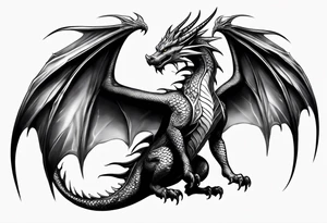 Beautiful female dragon with wings spread tattoo idea