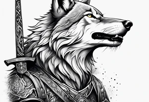 wolf with sword tattoo idea