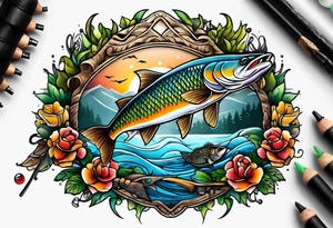 Fishing and hunting tattoo idea