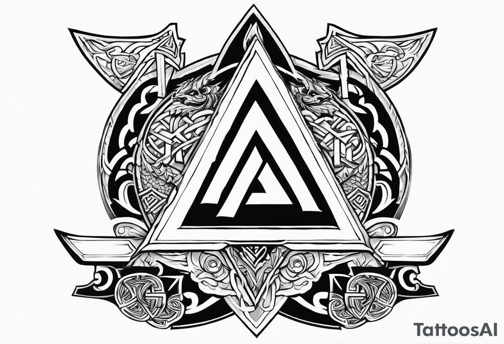 Valhalla
Sword shield valknut axe norse dragon tattoo idea