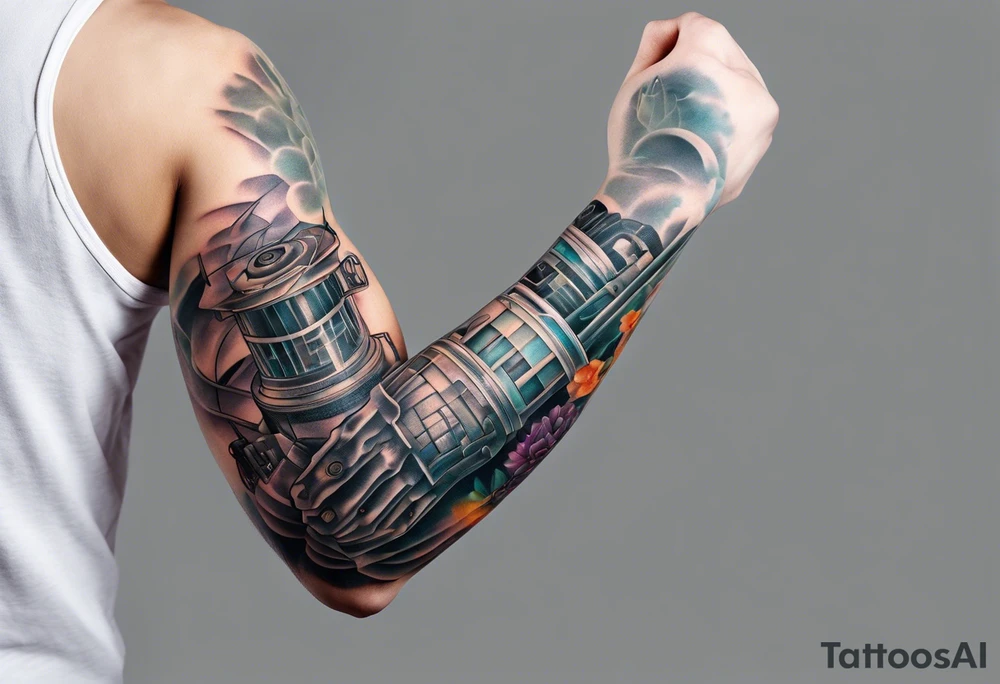 x ray of human arm on right arm tattoo idea