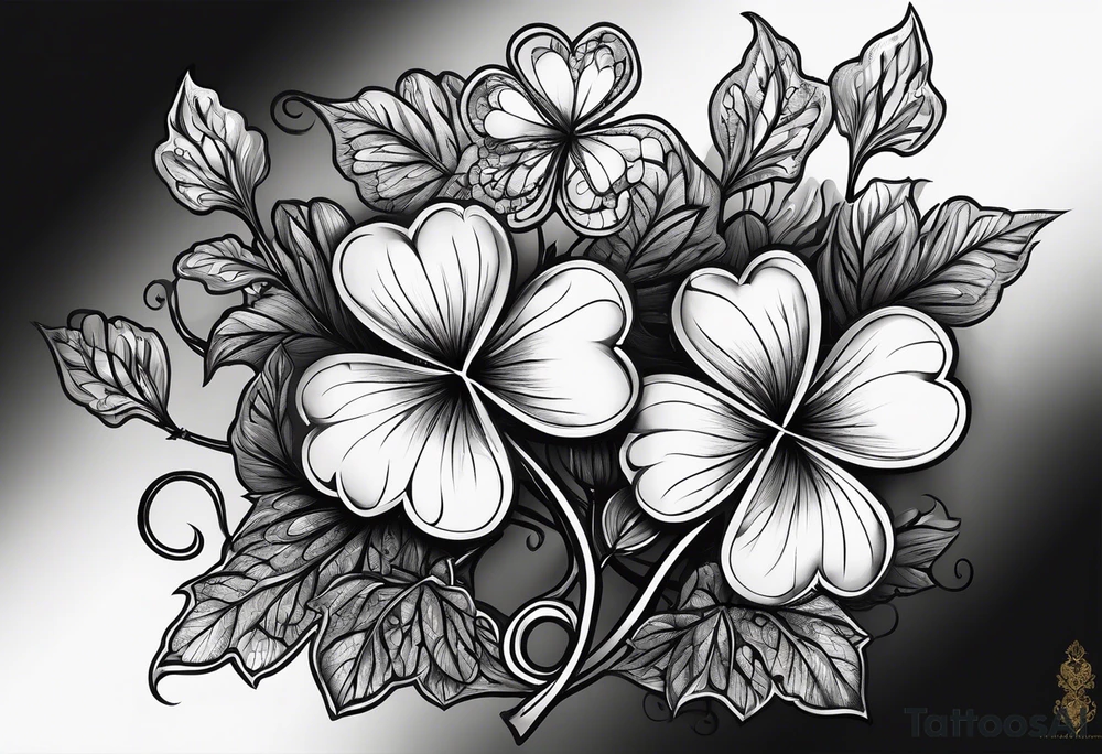 a single three leaf clover with vine tattoo idea