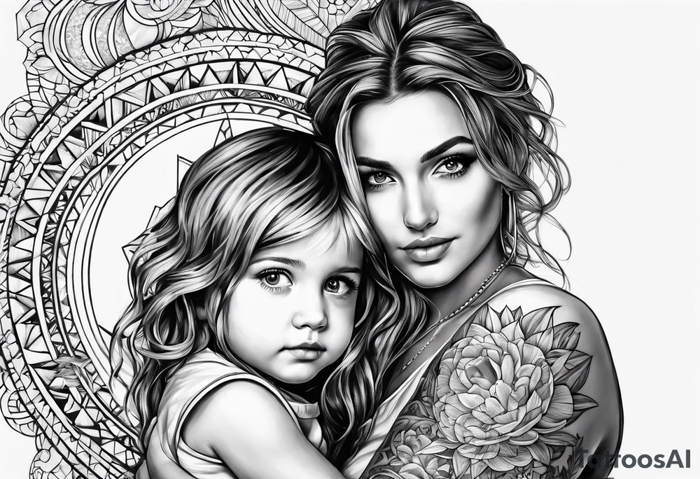 Monn with a child sitting on it tattoo idea
