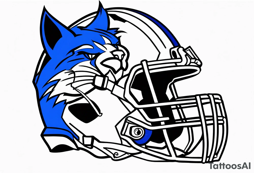 unique blue wildcat attire showing players morphing into jfootball game night tattoo idea