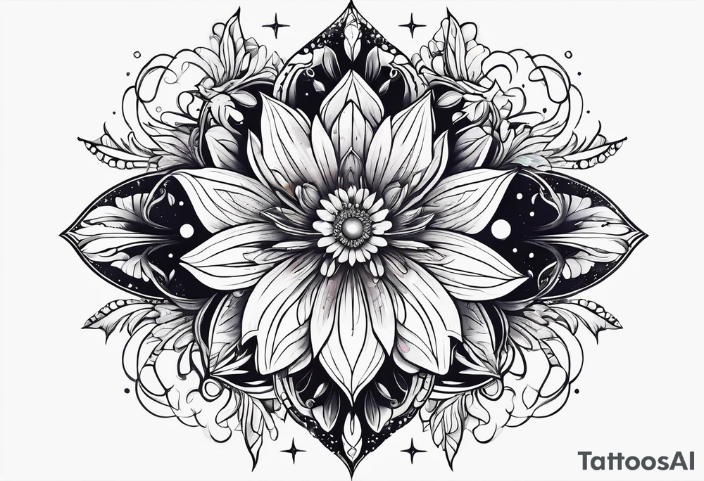 Cosmic space flower tattoo idea