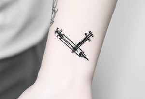 nurse syringe crossing like crossbones tattoo idea