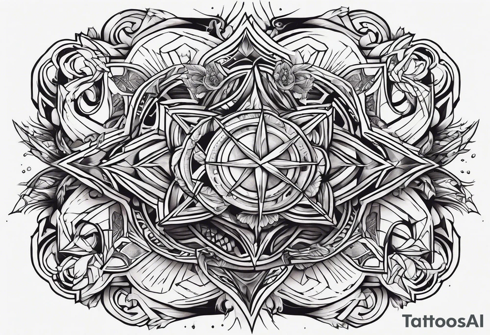 Deathcore style pattern on chest tattoo idea