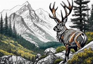 jackelope  mountain forest tattoo idea