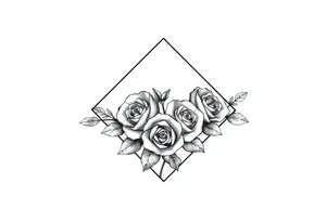 Small Roses filing up the inside of an elongated diamond shape tattoo idea
