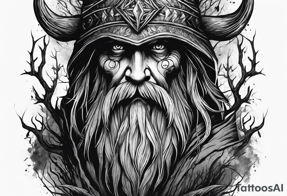 Leshy creepy looming danger skinny tattoo idea