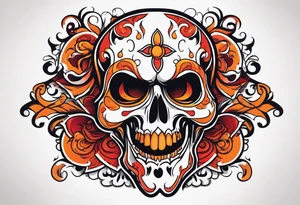 Ghost of skull that is red and orange tattoo idea