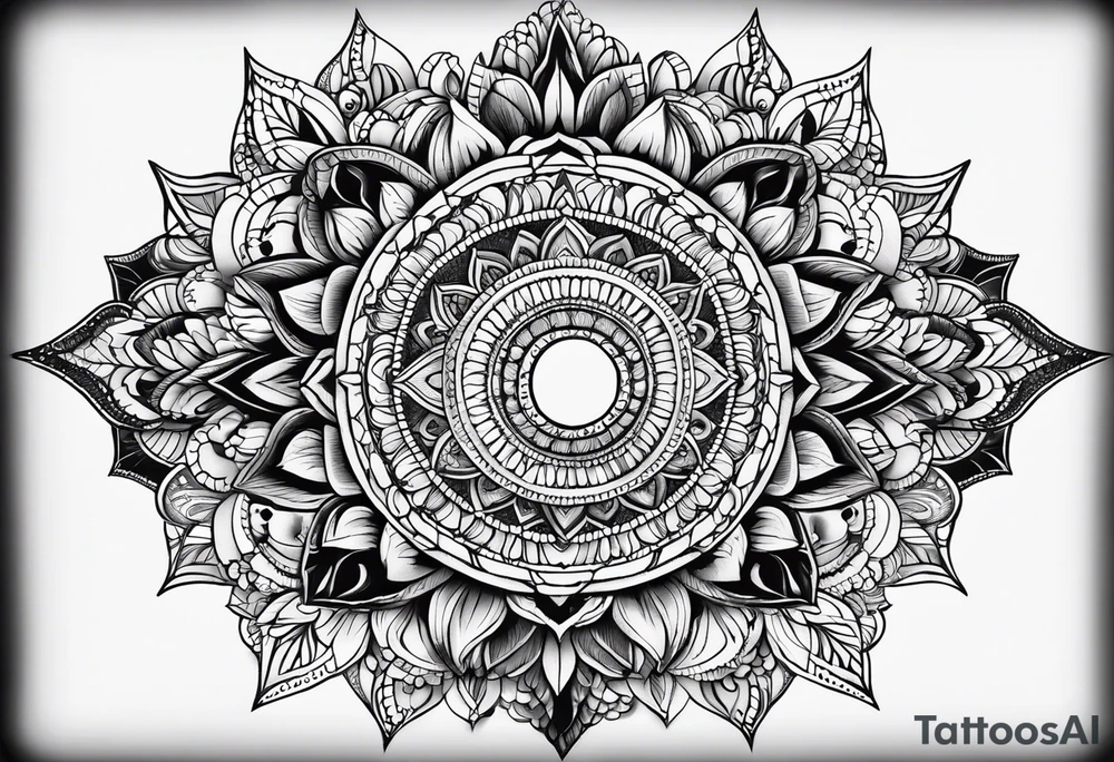 Mandala half moon tattoo idea
