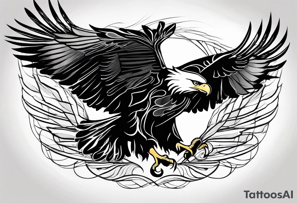 American eagle with abstract lines and contouring tattoo idea American eagle with abstract lines and contouring tattoo idea