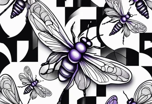 Open Book lavender dragonfly bee standing stones tattoo idea