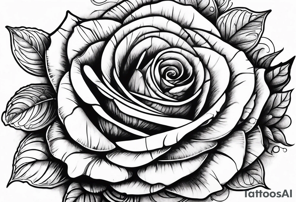 clock with a rose tattoo idea