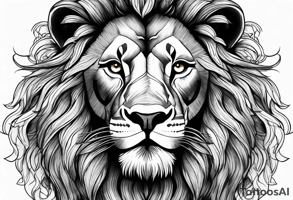 powerful majestic lion, close-up tattoo idea