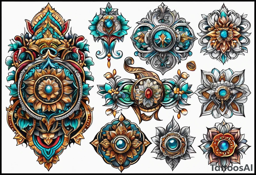 embroidered ornament tattoo idea
