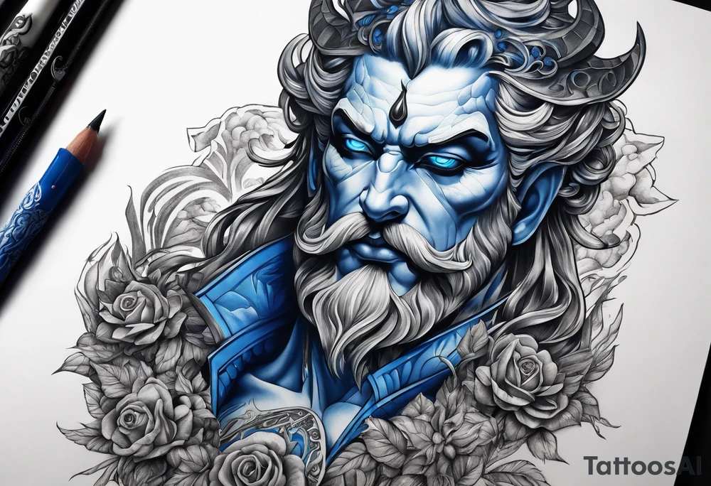 Hades with blue shadowns tattoo idea