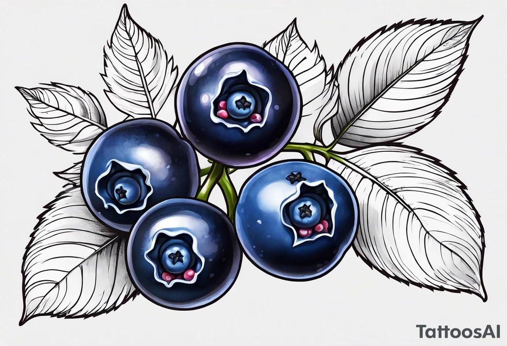 3 blueberries with a leaf tattoo idea