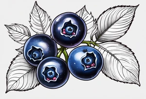 3 blueberries with a leaf tattoo idea