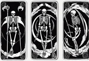 Skeleton with scythe death tarot card good and evil ying yang tattoo idea