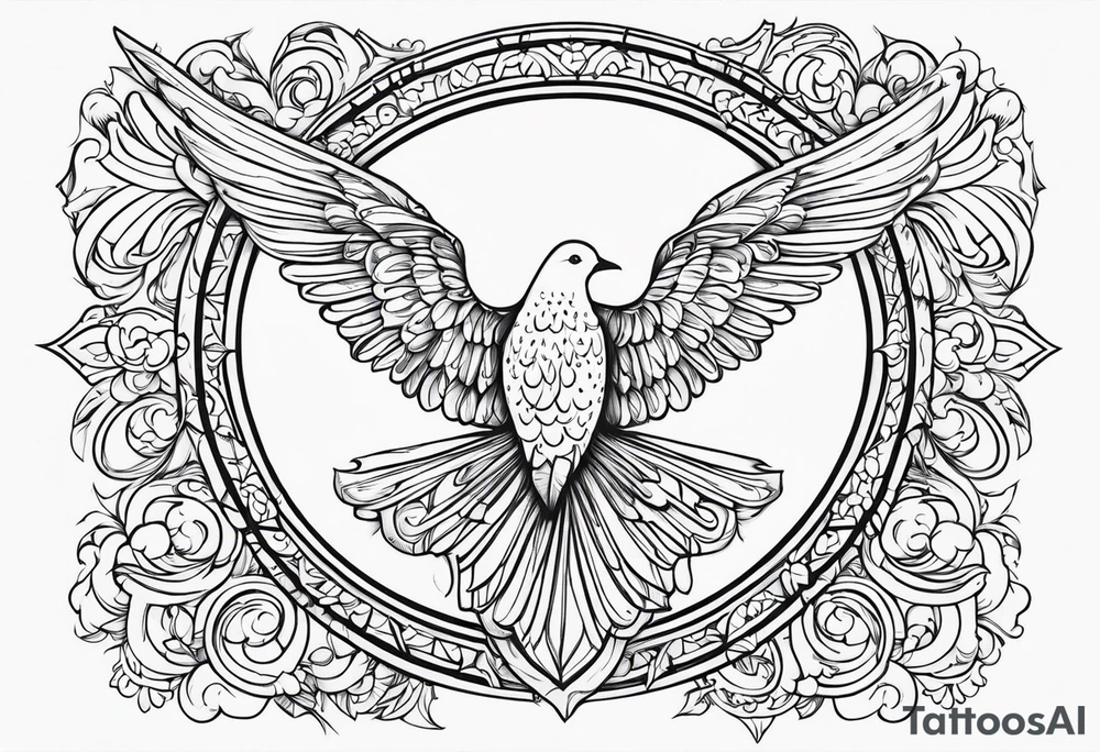 Something biblical quote, and angel, dove, crosses tattoo idea Something biblical quote, and angel, dove, crosses tattoo idea