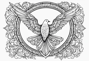 Something biblical quote, and angel, dove, crosses tattoo idea