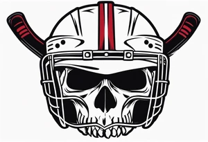 hockey skull mis shaped jaw and 
with helmet and puck tattoo idea