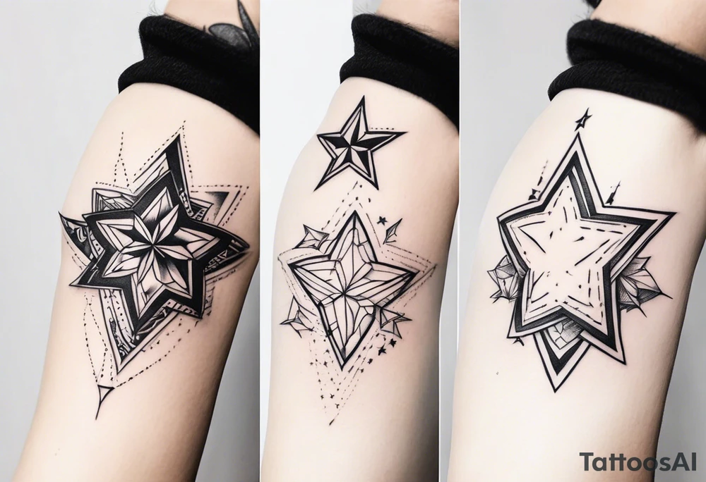 Five artistic stars two big three small tattoo idea