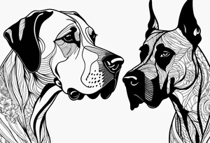 4 Great Dane heads together tattoo idea