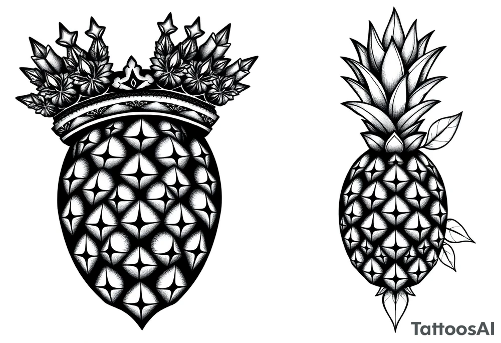 Crown pineapple vagina anus tattoo idea
