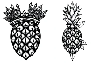 Crown pineapple vagina anus tattoo idea