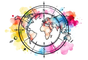 compass with world map tattoo idea