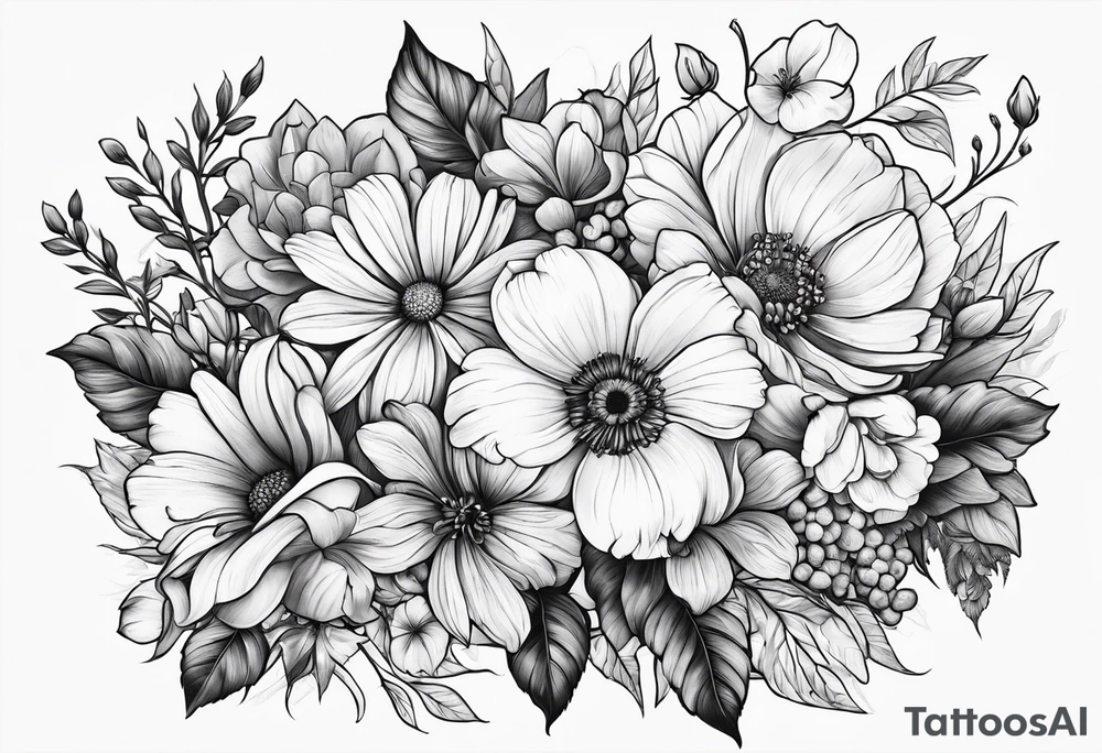 Birth Month Flowers tattoo idea